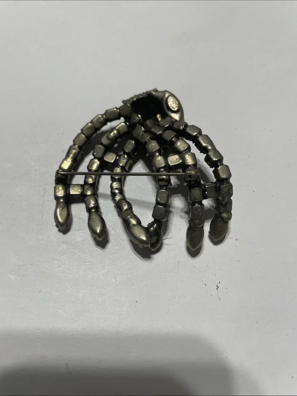 Vintage-Estate Smokey Rhinestone Fan Brooch.    8/11/6.  Bag